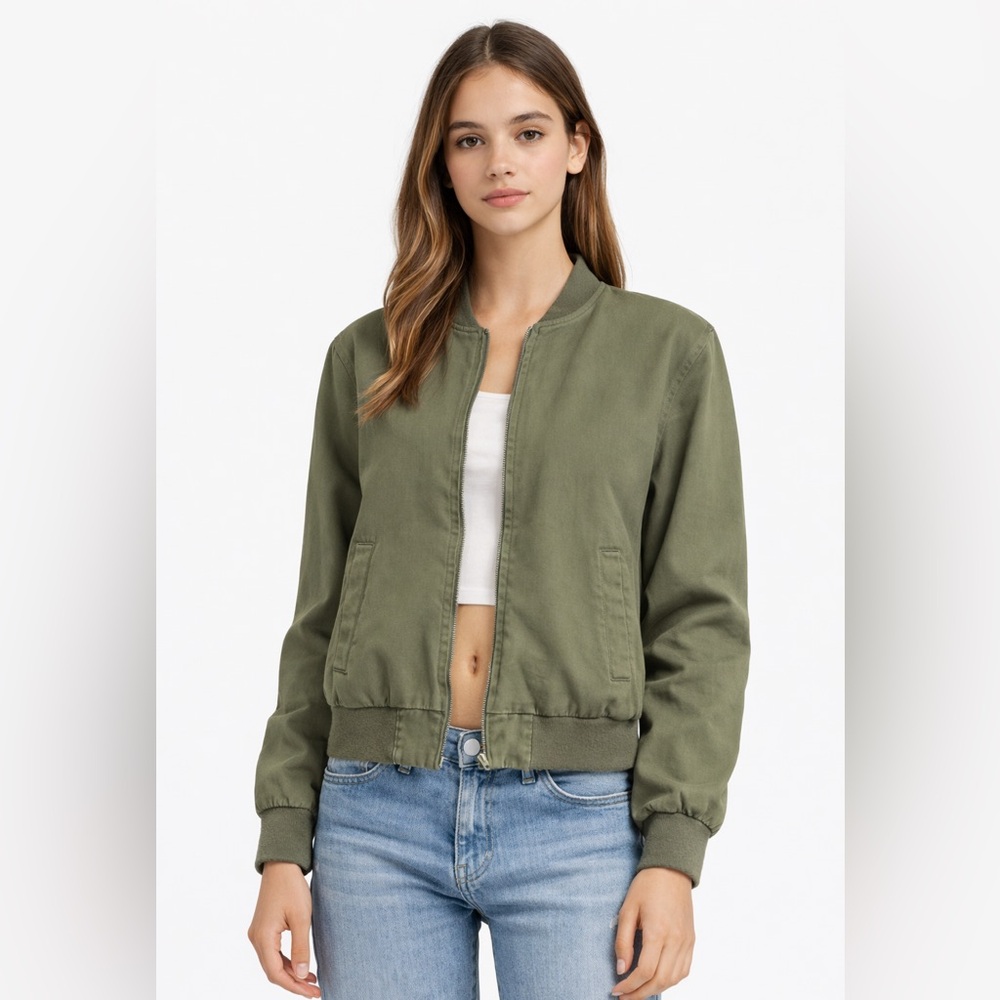 Brandy Melville Kasey Bomber Jacket – Army Green Utility Classic